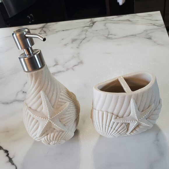Seashell Soap Dispenser & Toothbrush Holder - Picture 1 of 16